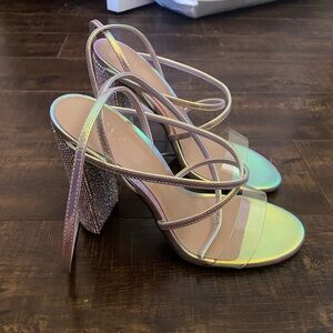 Iridescent sandals heels